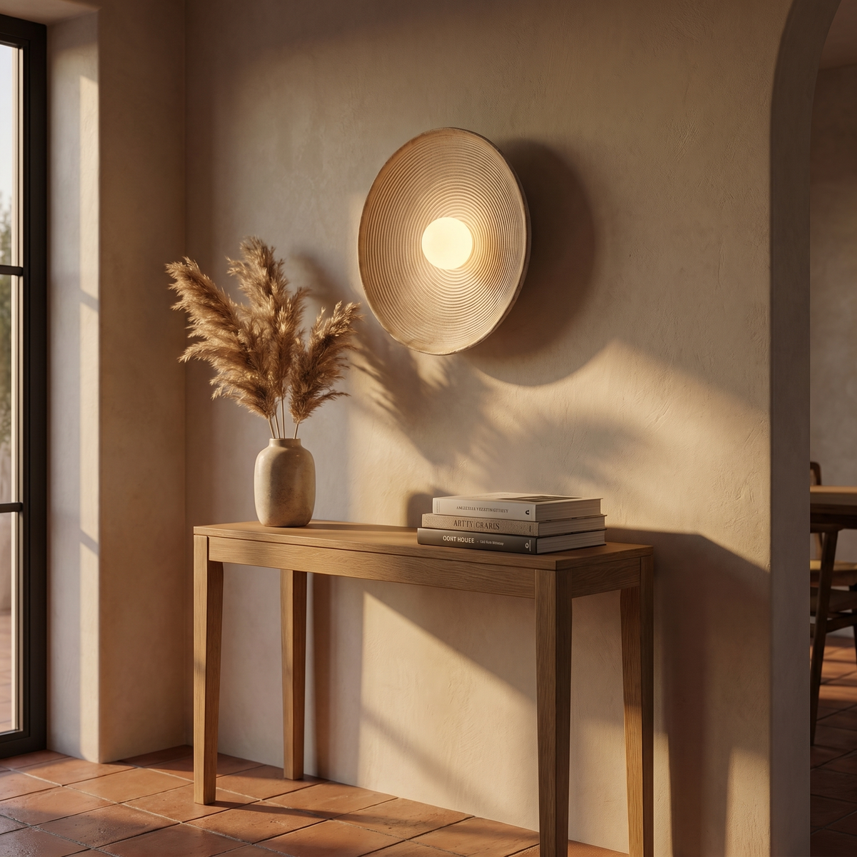Aurelia Sculptural Wall Sconce | Textured Travertine Look