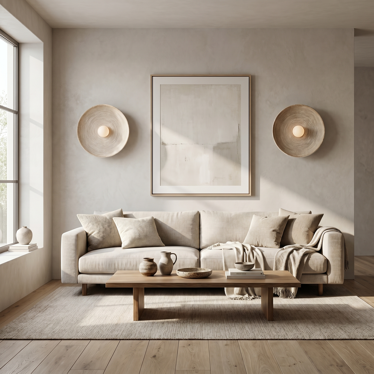 Aurelia Sculptural Wall Sconce | Textured Travertine Look