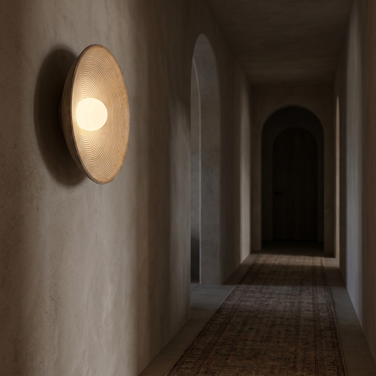 Aurelia Sculptural Wall Sconce | Textured Travertine Look