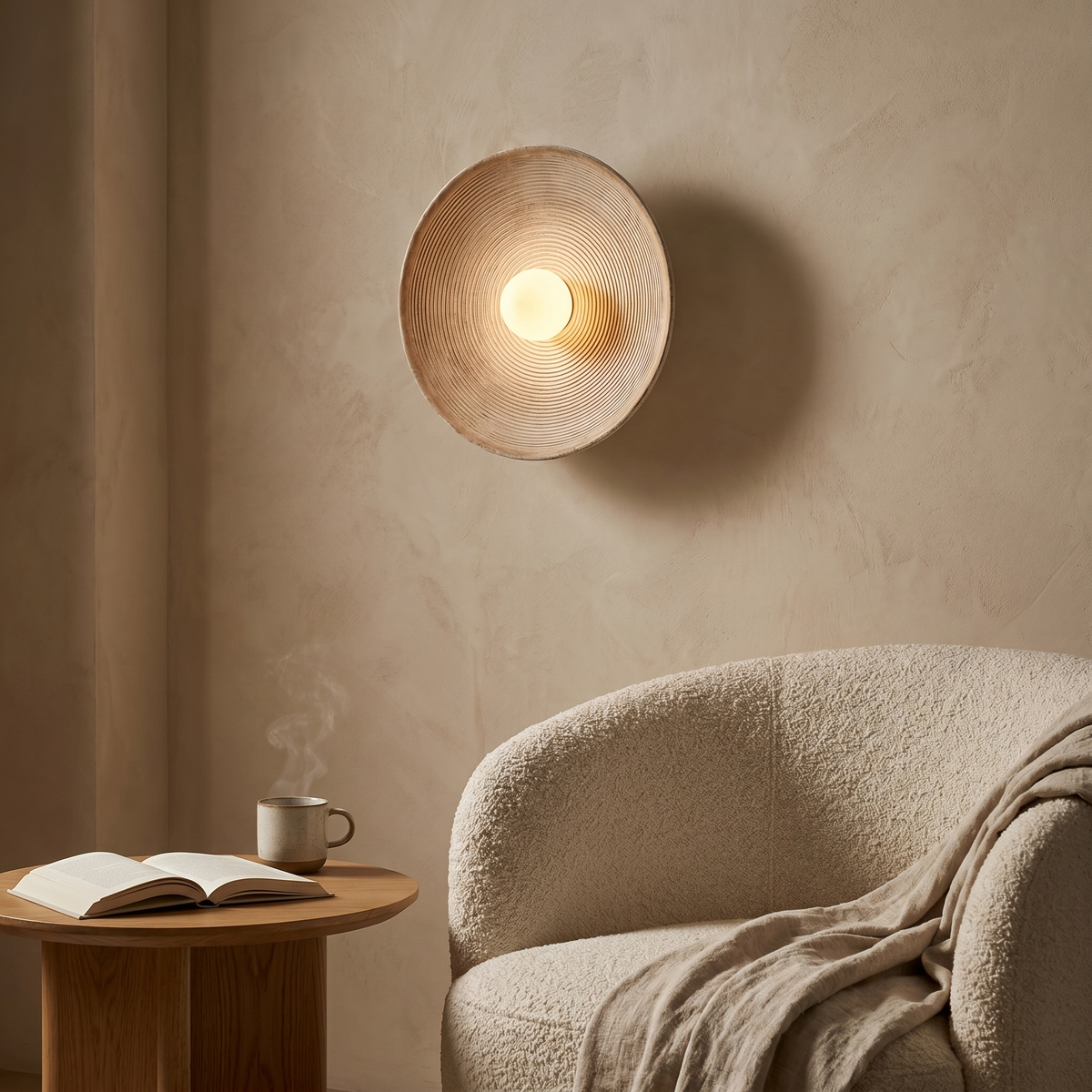 Aurelia Sculptural Wall Sconce | Textured Travertine Look