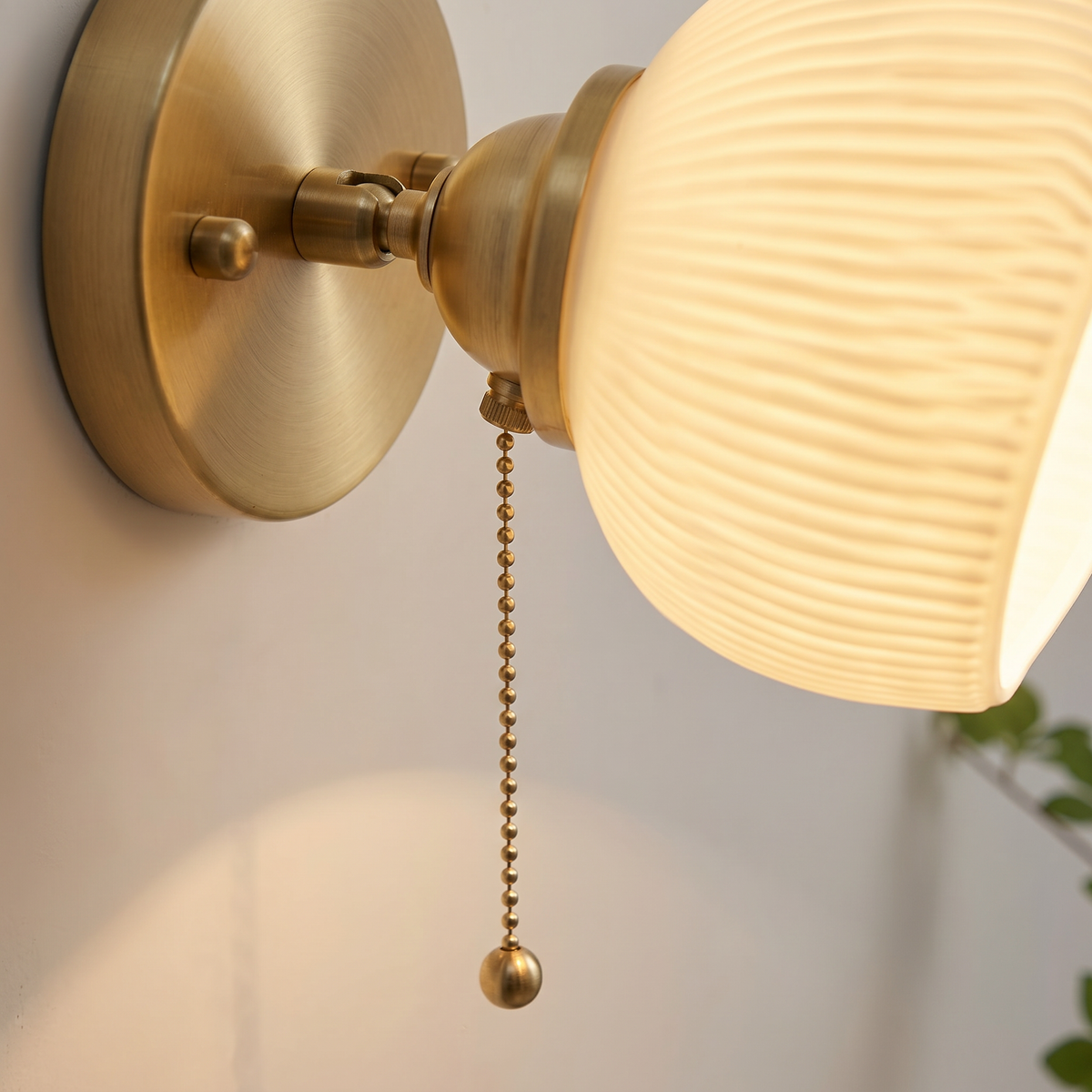 Giglio Glass Wall Sconce | Brass Arm with Fluted Milk Shade