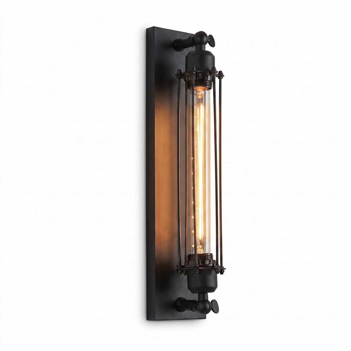 Ferro Antico Edison Wall Sconce | Matte Black Iron Cage