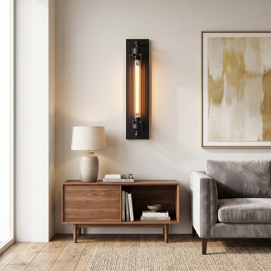 Ferro Antico Edison Wall Sconce | Matte Black Iron Cage