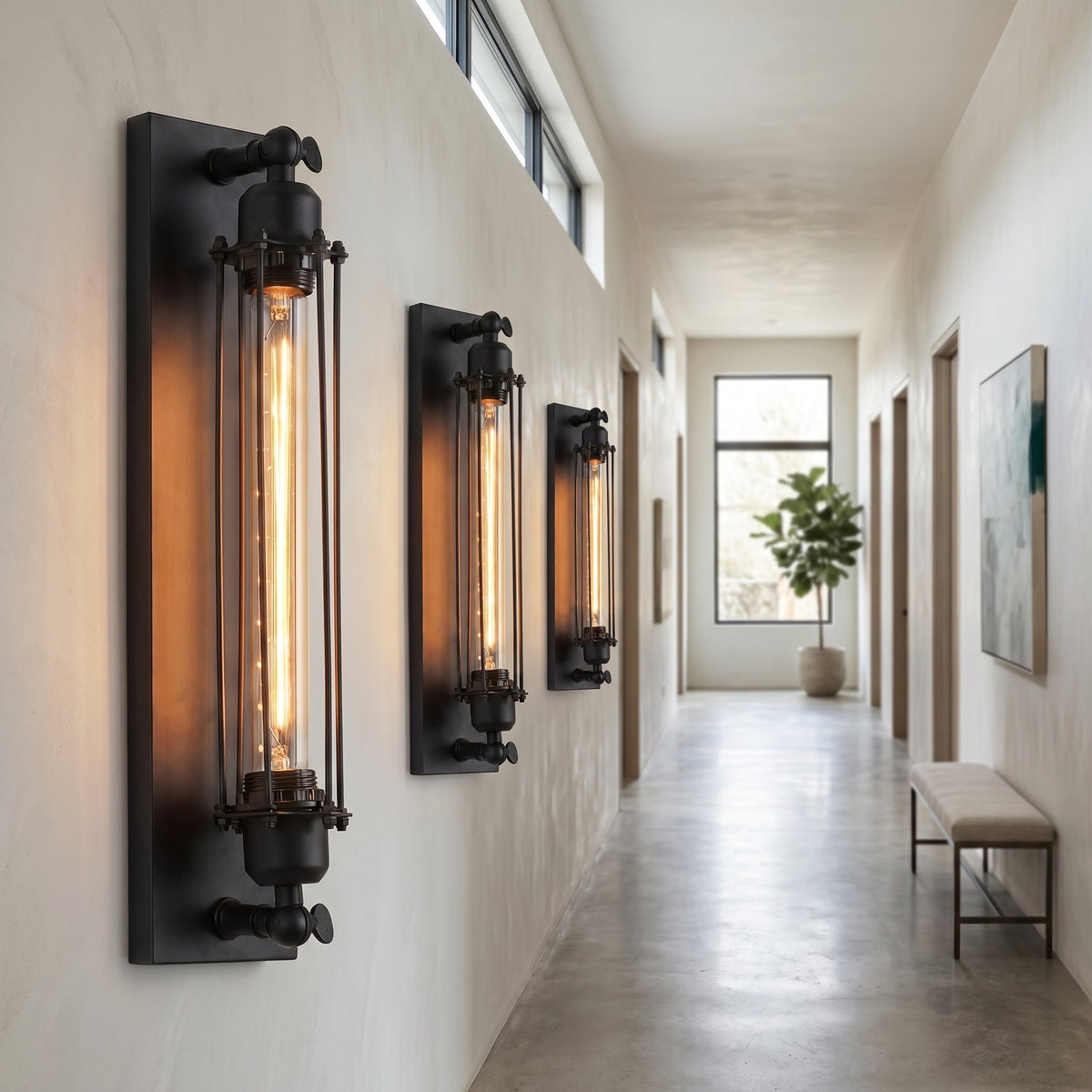 Ferro Antico Edison Wall Sconce | Matte Black Iron Cage